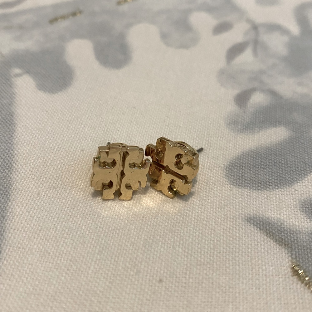 Authentic Tory Burch Logo Stud Earrings